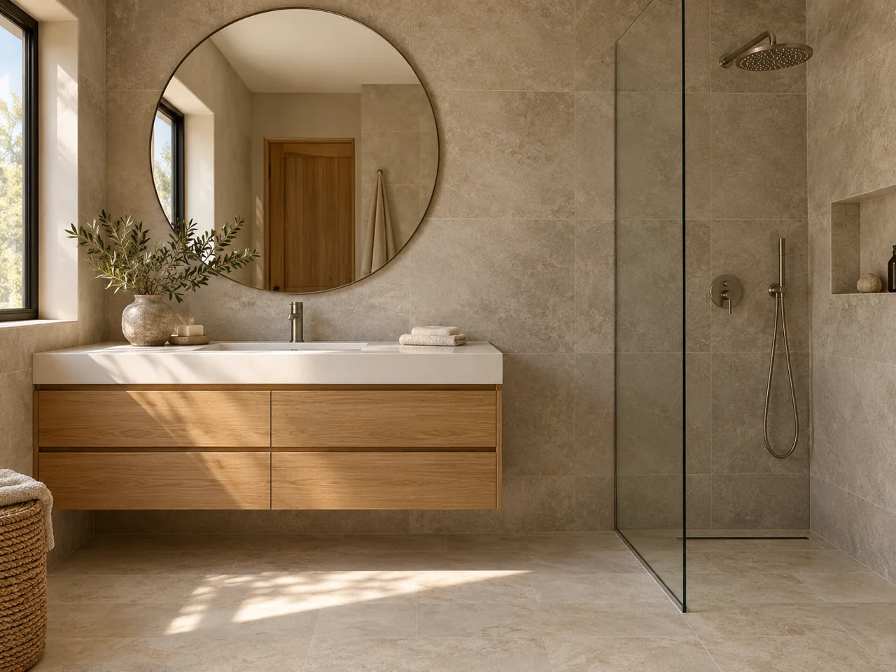 Un baño en equilibrio. Inspiración generada con IA.